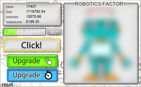 ロボットを完成させるクリッカー系ゲーム　Robotics Factory