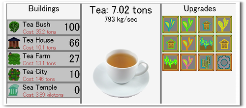 紅茶の美味しいクリッカー系ゲーム　Tea Clicker