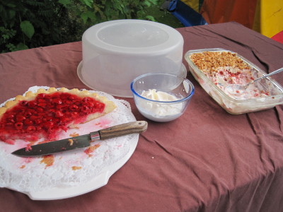 その間 ぐーママことpharyはデザート（←有り余るラズベリーを使ったケーキ)を作っていたのよ